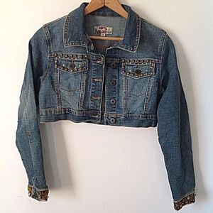 🌻 Embellished Late 90's Crop Denim Jacket 🌻